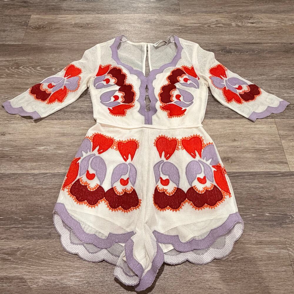 Alice McCall Never Ever Playsuit Embroidered Romper Size 4 - Picture 2 of 8